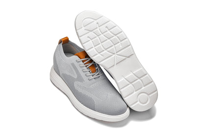 X2637 - 2.8 Inches Taller (Pewter Grey/Brown) - Lace Up Casual Men's Walker Shoes