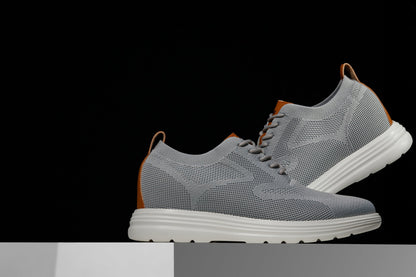 X2637 - 2.8 Inches Taller (Pewter Grey/Brown) - Lace Up Casual Men's Walker Shoes