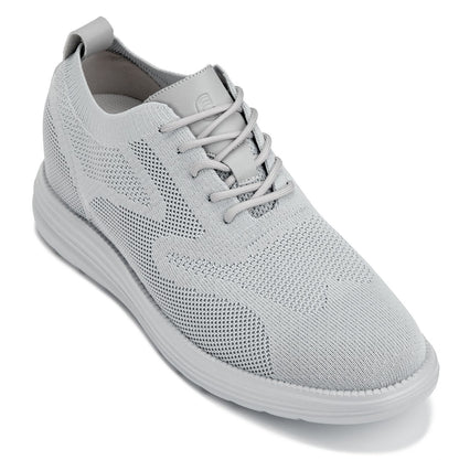 X2640 - 2.8 Inches Taller (Pewter/Light Grey Sole) - Lace Up Casual Men's Walker Shoes