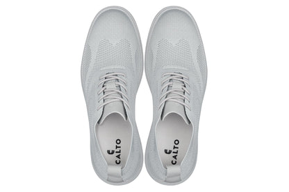 X2640 - 2.8 Inches Taller (Pewter/Light Grey Sole) - Lace Up Casual Men's Walker Shoes