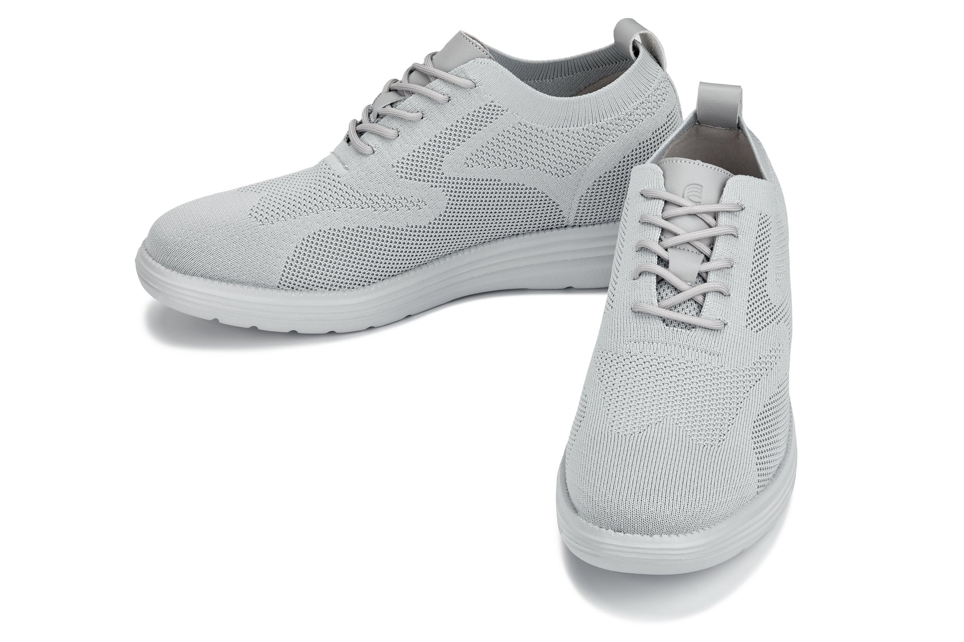 X2640 - 2.8 Inches Taller (Pewter/Light Grey Sole) - Lace Up Casual Men's Walker Shoes