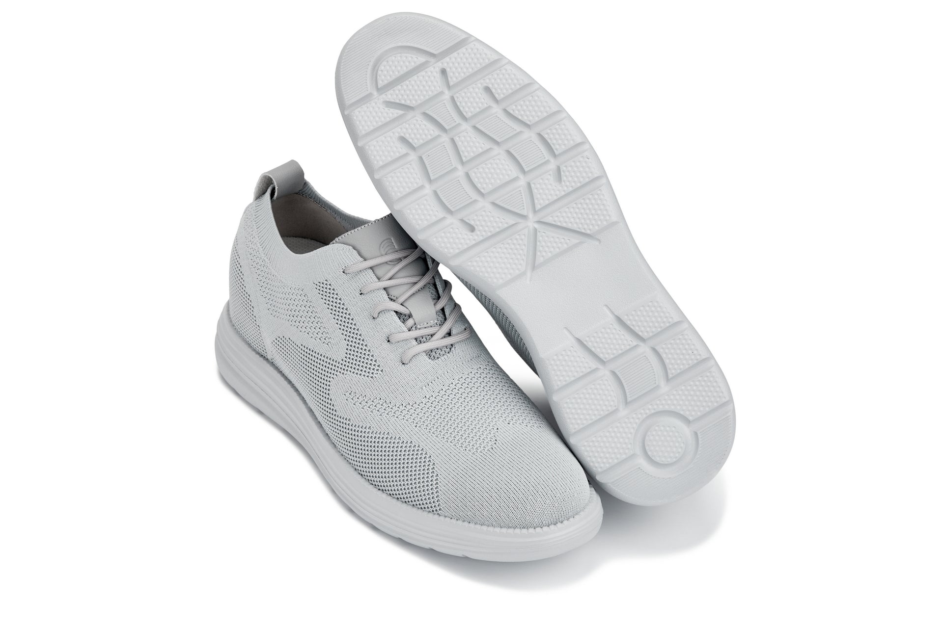 X2640 - 2.8 Inches Taller (Pewter/Light Grey Sole) - Lace Up Casual Men's Walker Shoes