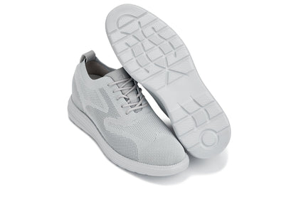 X2640 - 2.8 Inches Taller (Pewter/Light Grey Sole) - Lace Up Casual Men's Walker Shoes
