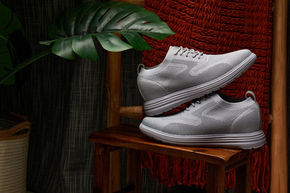 X2640 - 2.8 Inches Taller (Pewter/Light Grey Sole) - Lace Up Casual Men's Walker Shoes