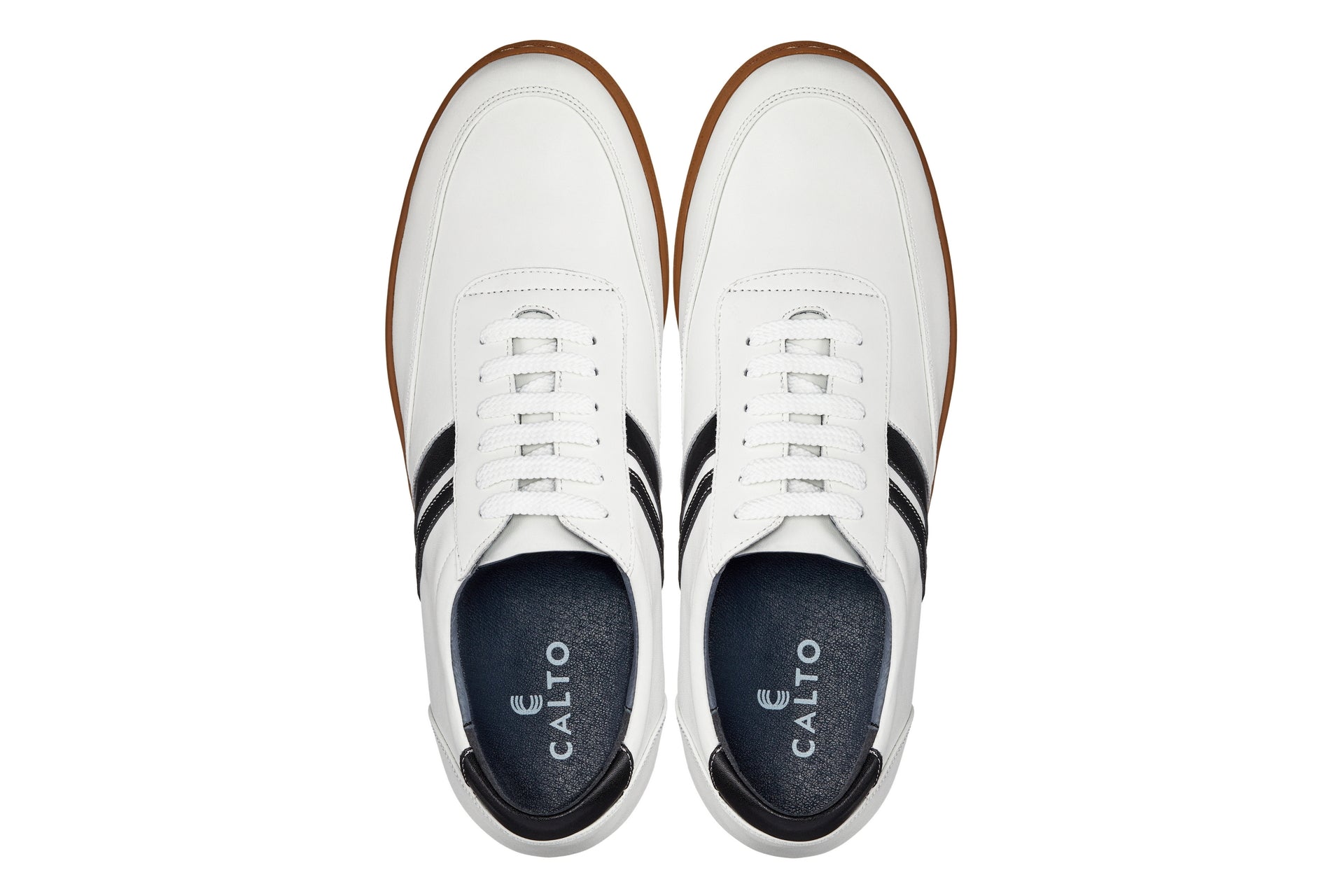 Y2821 - White Leather Men's Sneakers - 2.8 inches