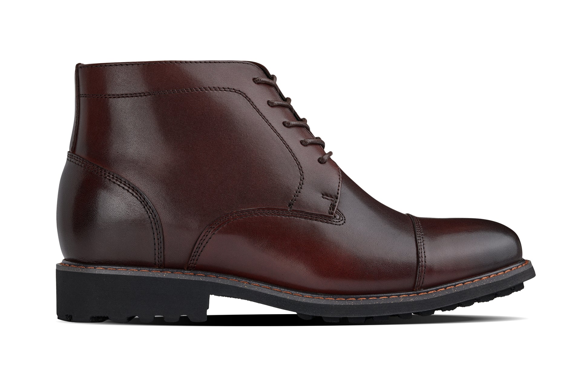 Y41081 - 3.2-Inch Taller Dark Brown Leather Men's Boots
