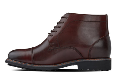 Y41081 - 3.2-Inch Taller Dark Brown Leather Men's Boots