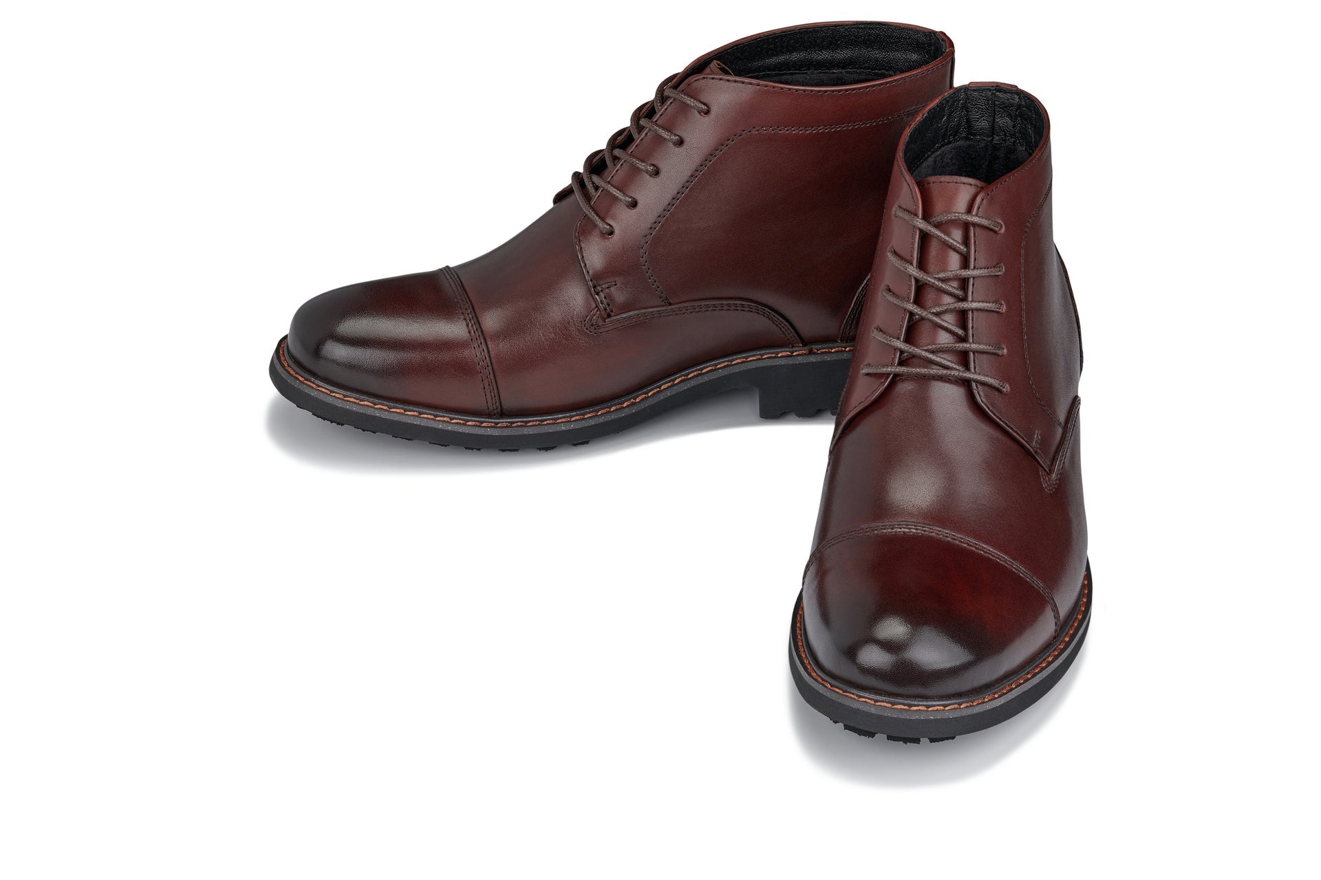 Y41081 - 3.2-Inch Taller Dark Brown Leather Men's Boots