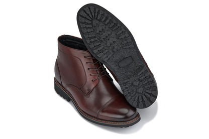 Y41081 - 3.2-Inch Taller Dark Brown Leather Men's Boots