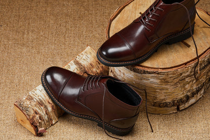 Y41081 - 3.2-Inch Taller Dark Brown Leather Men's Boots