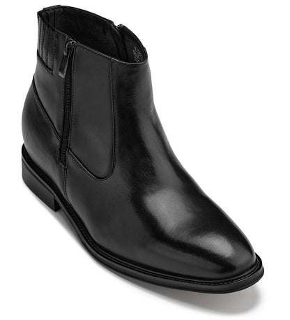 Y70621 - 2.8 Inches Taller (Black) - Lightweight Zipper Men's Boots