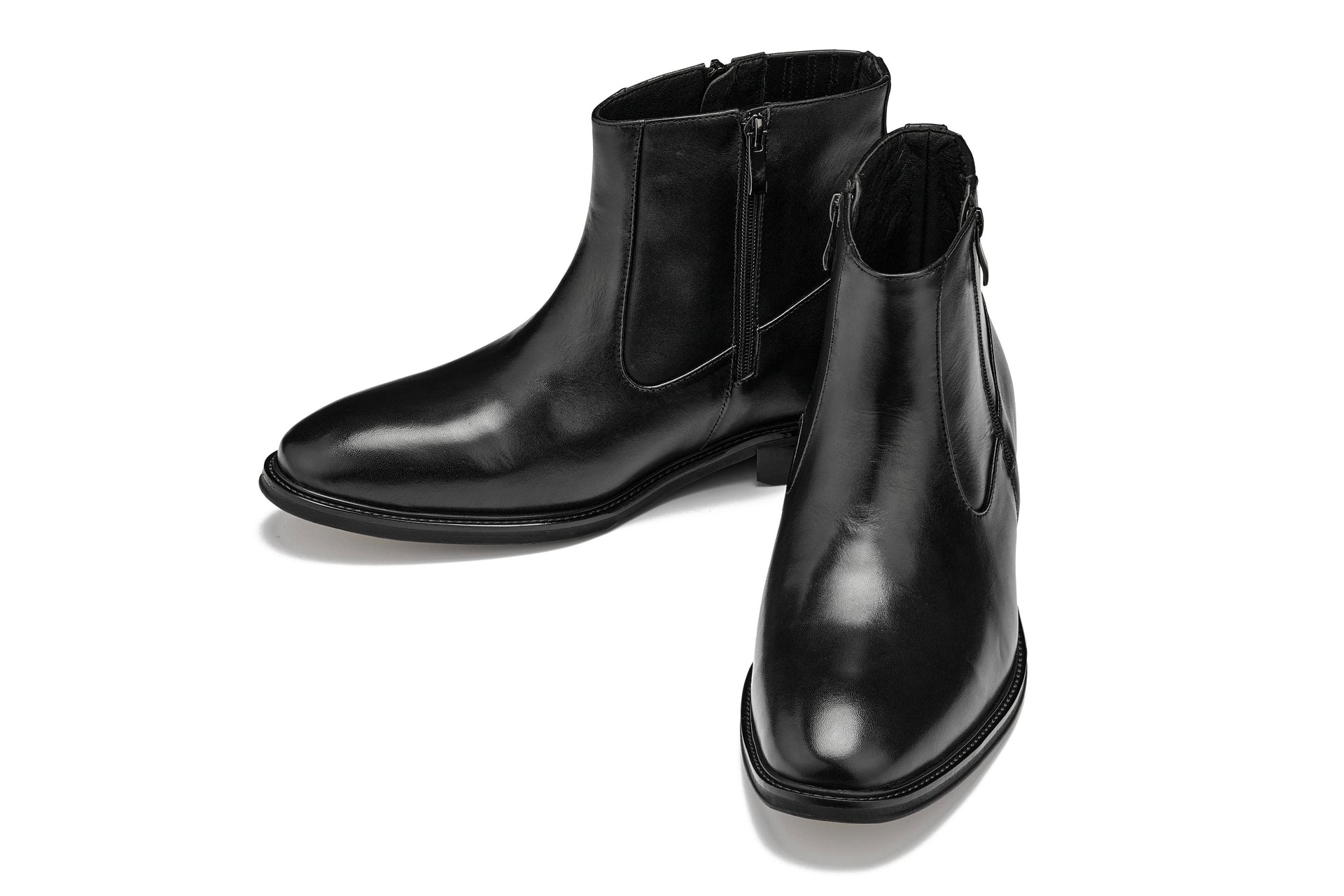Y70621 - 2.8 Inches Taller (Black) - Lightweight Zipper Men's Boots