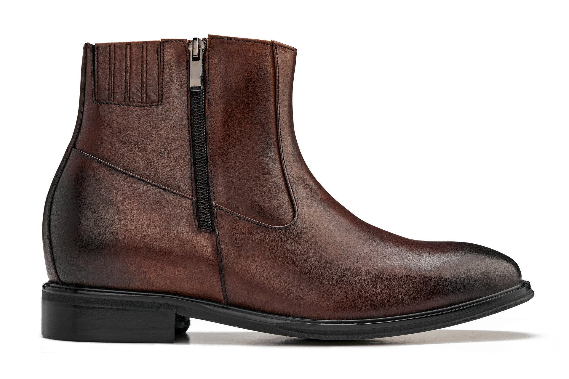 Y70622 - 2.8 Inches Taller (Coffee Brown) - Lightweight Zipper Men's Boots