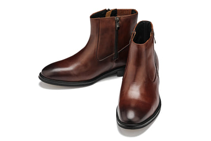 Y70622 - 2.8 Inches Taller (Coffee Brown) - Lightweight Zipper Men's Boots