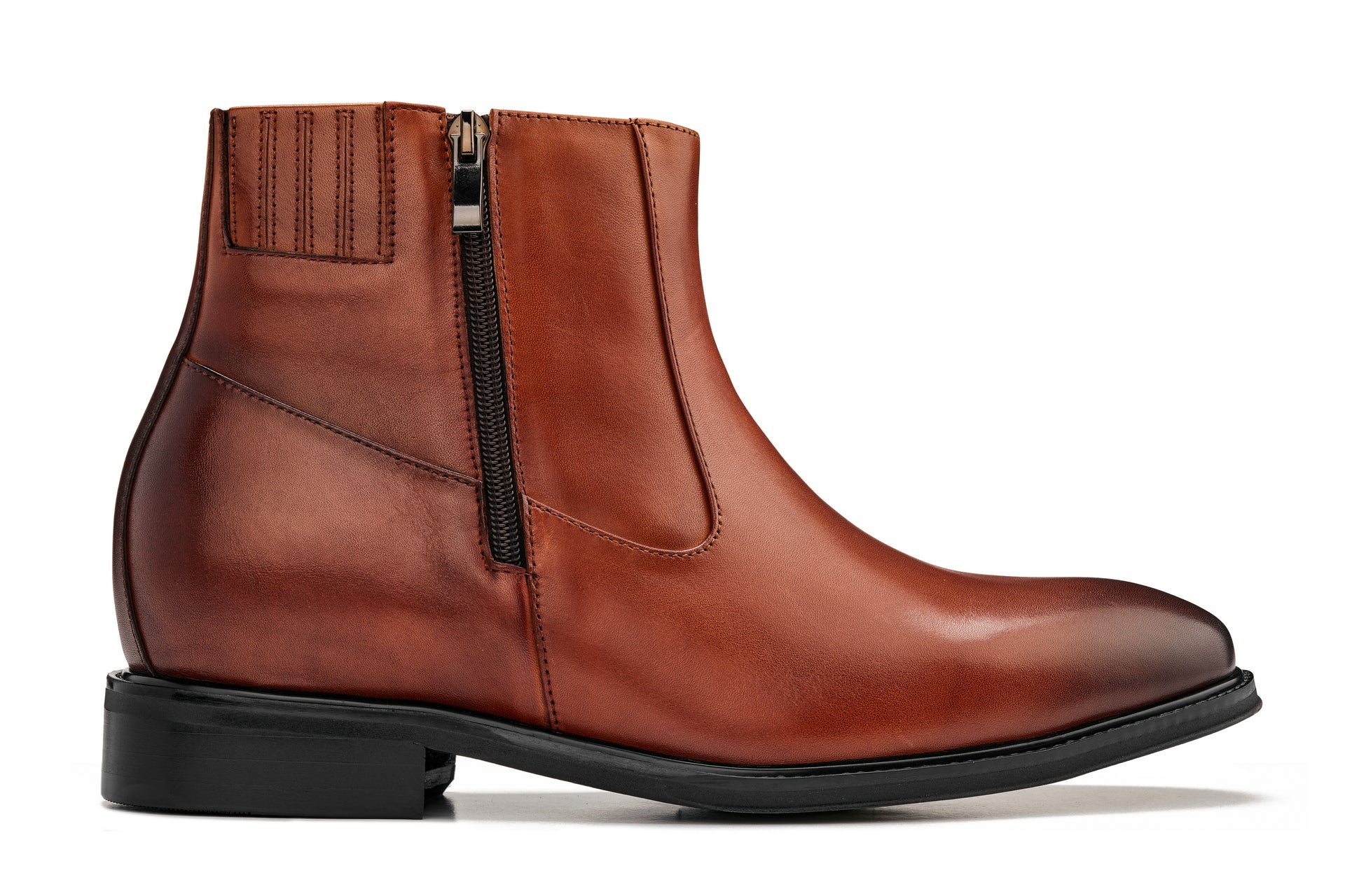 Y70623 - 2.8 Inches Taller (Rust Brown) - Lightweight Zipper Men's Boots