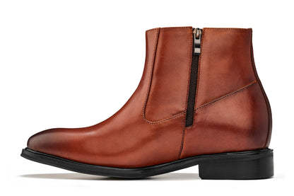 Y70623 - 2.8 Inches Taller (Rust Brown) - Lightweight Zipper Men's Boots