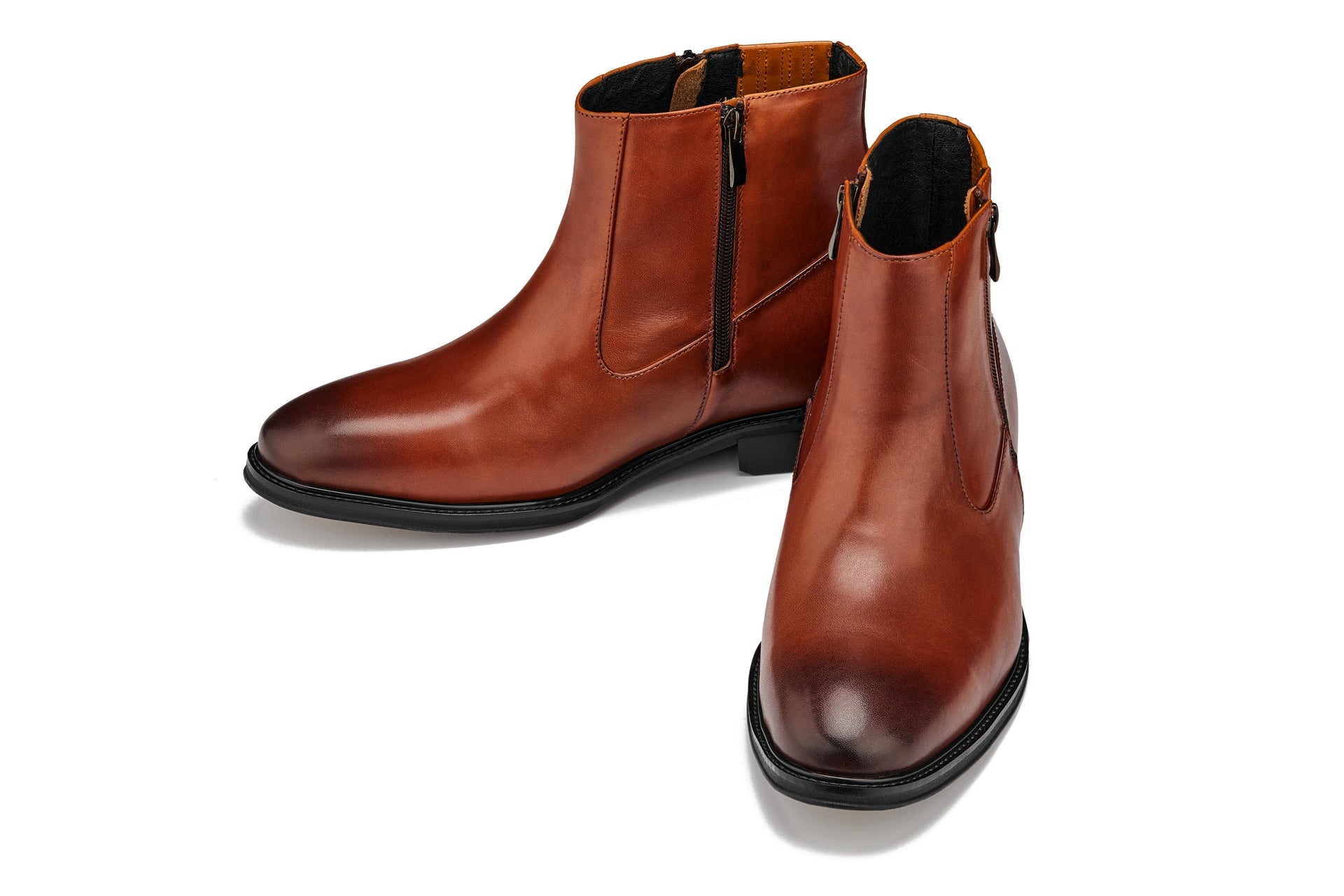 Y70623 - 2.8 Inches Taller (Rust Brown) - Lightweight Zipper Men's Boots