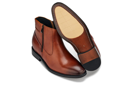 Y70623 - 2.8 Inches Taller (Rust Brown) - Lightweight Zipper Men's Boots