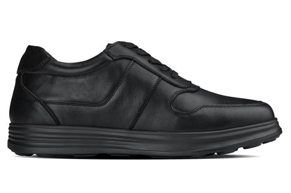 Y7080 - 2.8 Inches Taller (Black) - Lightweight Nappa Leather Men's Sneakers