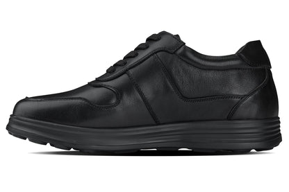 Y7080 - 2.8 Inches Taller (Black) - Lightweight Nappa Leather Men's Sneakers