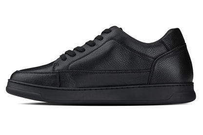 Y7111 - 2.6 Inches Taller (Black) - Elevated Pebble Grain Leather Men's Sneakers