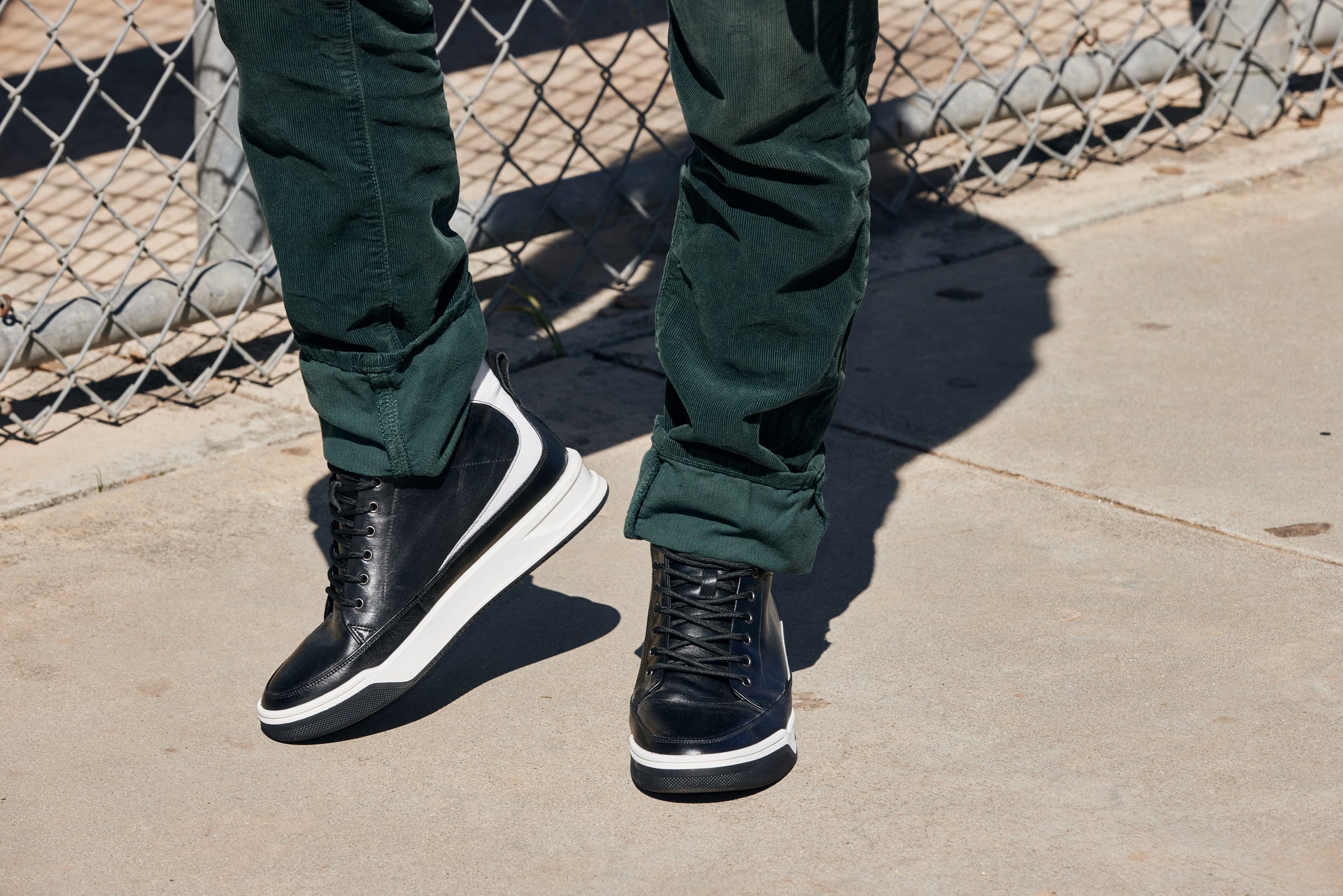 Y7150 - 2.6 Inches Taller (Black) - Leather Ankle Top Men's Sneak-Boot