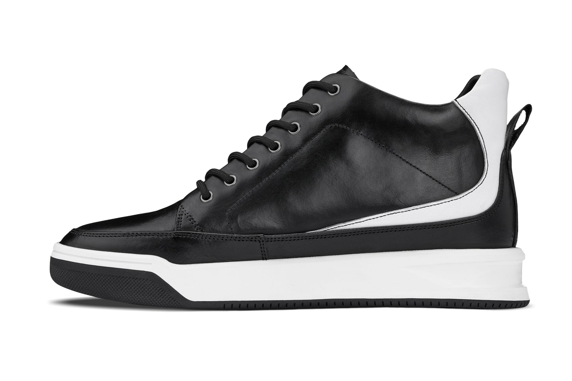 Y7150 - 2.6 Inches Taller (Black) - Leather Ankle Top Men's Sneak-Boot