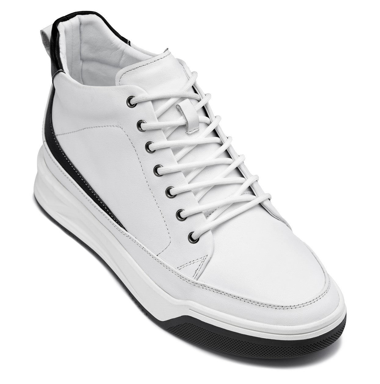 Y7151 - 2.6 Inches Taller (Off-White) - Leather Ankle Top Men's Sneak-Boot