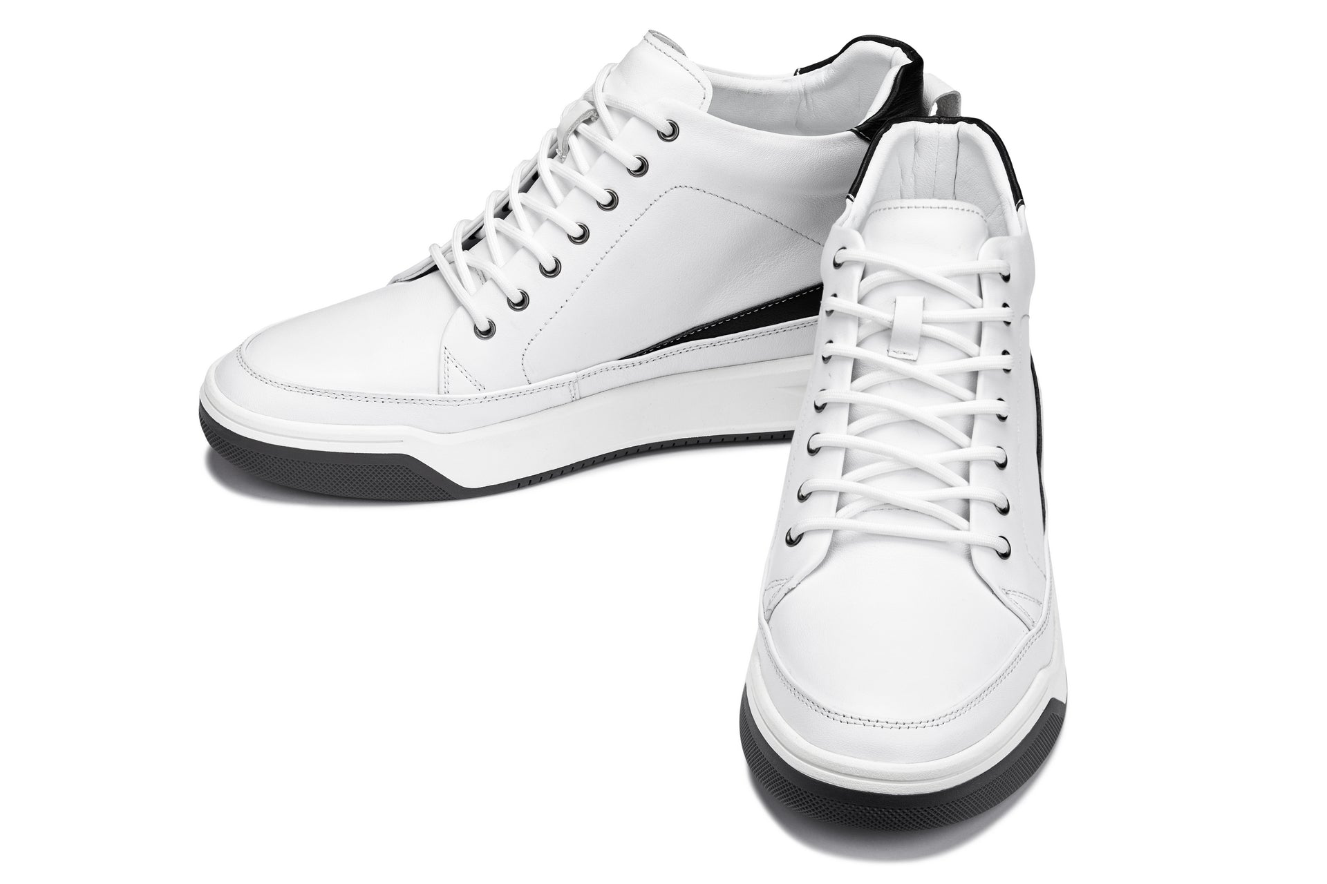 Y7151 - 2.6 Inches Taller (Off-White) - Leather Ankle Top Men's Sneak-Boot