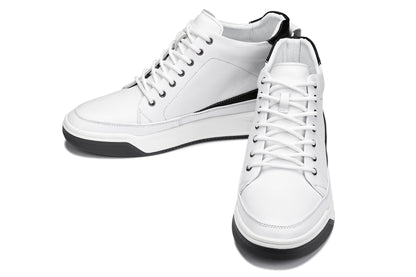 Y7151 - 2.6 Inches Taller (Off-White) - Leather Ankle Top Men's Sneak-Boot