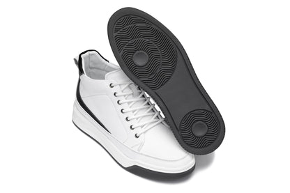 Y7151 - 2.6 Inches Taller (Off-White) - Leather Ankle Top Men's Sneak-Boot