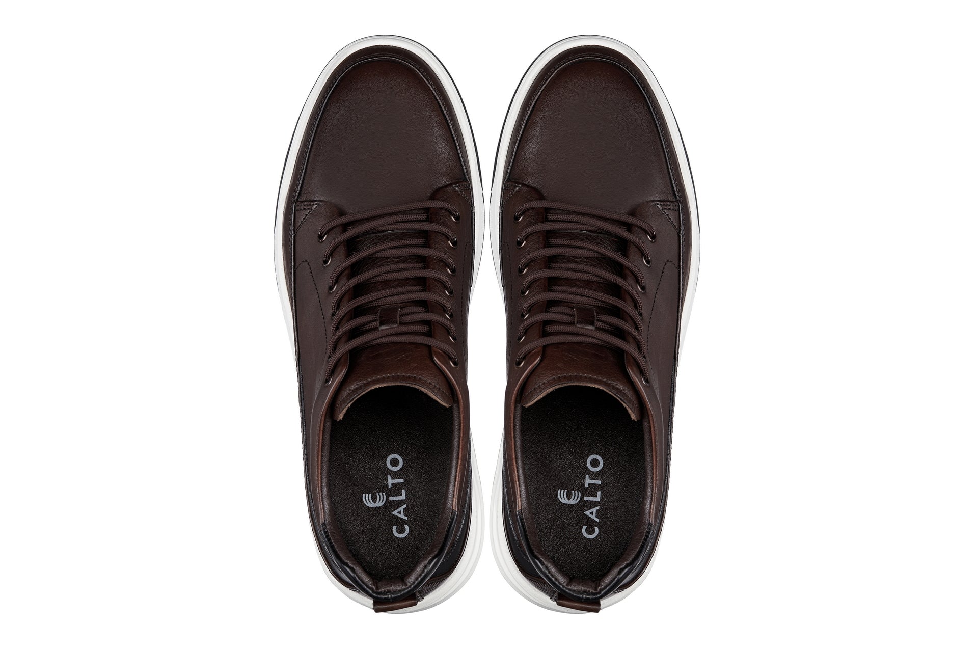 Y7152 - 2.6 Inches Taller (Coffee Brown) - Leather Ankle Top Men's Sneak-Boot