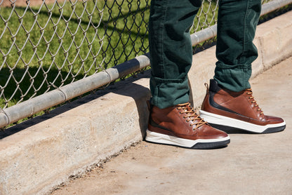 Y7153 - 2.6 Inches Taller (Brown) - Leather Ankle Top Men's Sneak-Boot