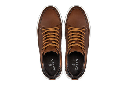 Y7153 - 2.6 Inches Taller (Brown) - Leather Ankle Top Men's Sneak-Boot