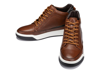 Y7153 - 2.6 Inches Taller (Brown) - Leather Ankle Top Men's Sneak-Boot