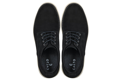 Y7261 - 2.8 Inches Taller (Black) - Nubuck Upper Wedge Sole Men's Work Boots