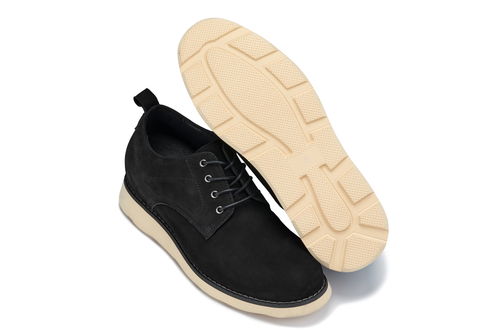 Y7261 - 2.8 Inches Taller (Black) - Nubuck Upper Wedge Sole Men's Work Boots