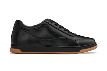 Y7888 - 2.6 Inches Taller (Noir/Black & Gum Sole) - Elevated Leather Men's Sneakers