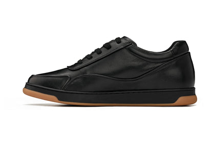 Y7888 - 2.6 Inches Taller (Noir/Black & Gum Sole) - Elevated Leather Men's Sneakers