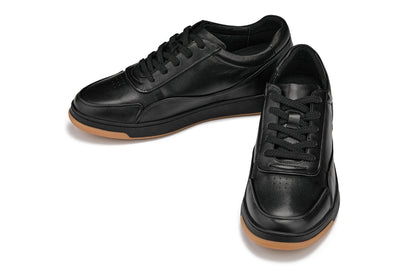 Y7888 - 2.6 Inches Taller (Noir/Black & Gum Sole) - Elevated Leather Men's Sneakers
