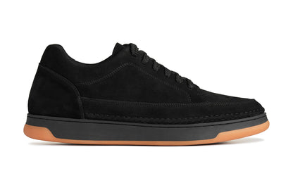 Y7933 - 2.6 Inches Taller (Noir Suede/Black & Gum Sole) - Elevated Suede Men's Sneakers