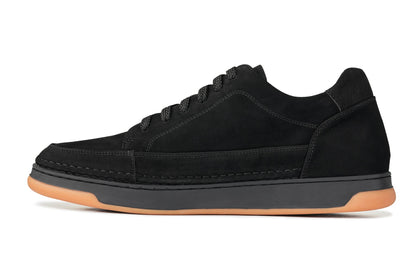 Y7933 - 2.6 Inches Taller (Noir Suede/Black & Gum Sole) - Elevated Suede Men's Sneakers