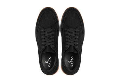 Y7933 - 2.6 Inches Taller (Noir Suede/Black & Gum Sole) - Elevated Suede Men's Sneakers