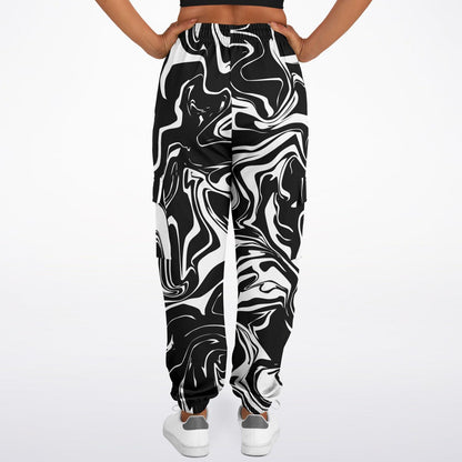 Black and White Oil Spill Unisex Cargo Joggers (Fleece Lined)