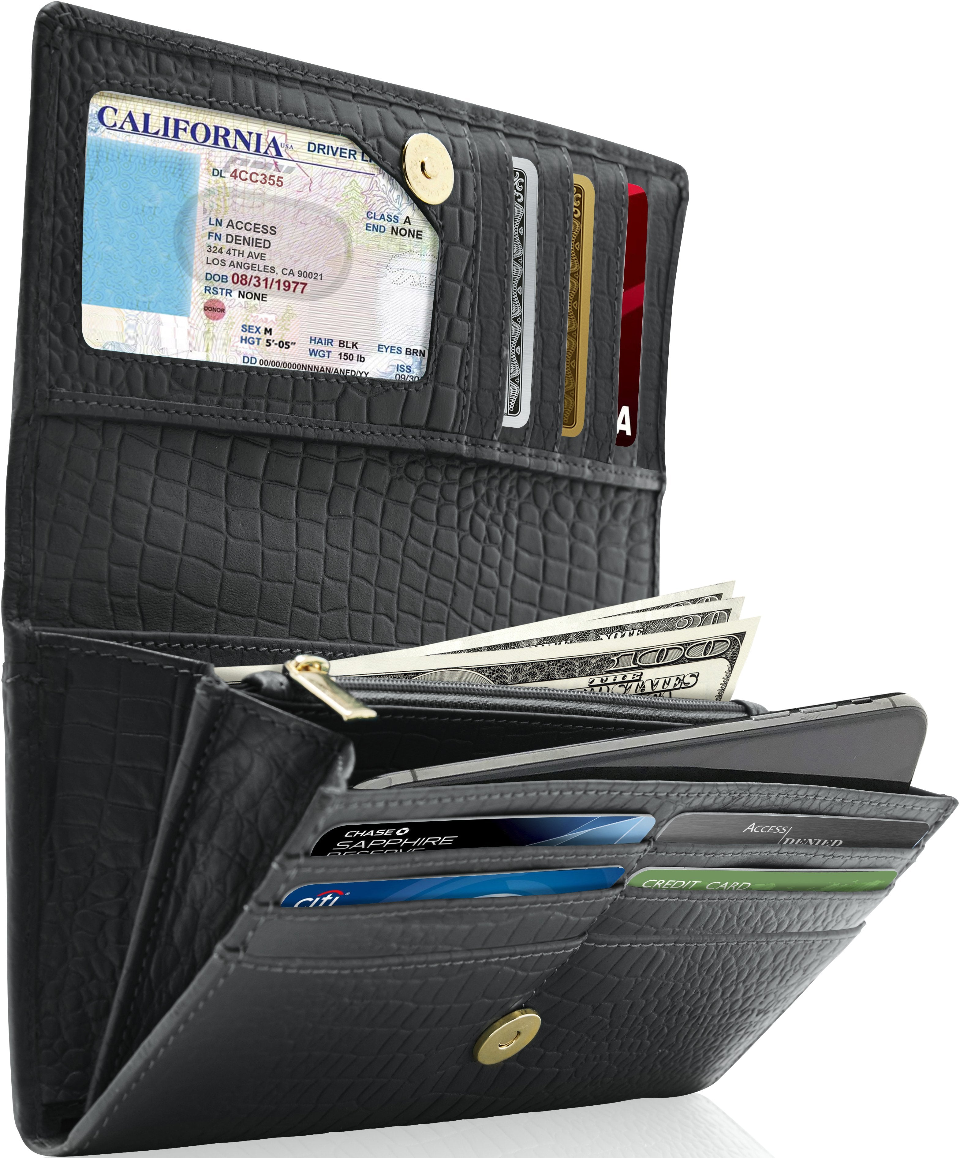 RFID Protected Accordion Clutch Wallet