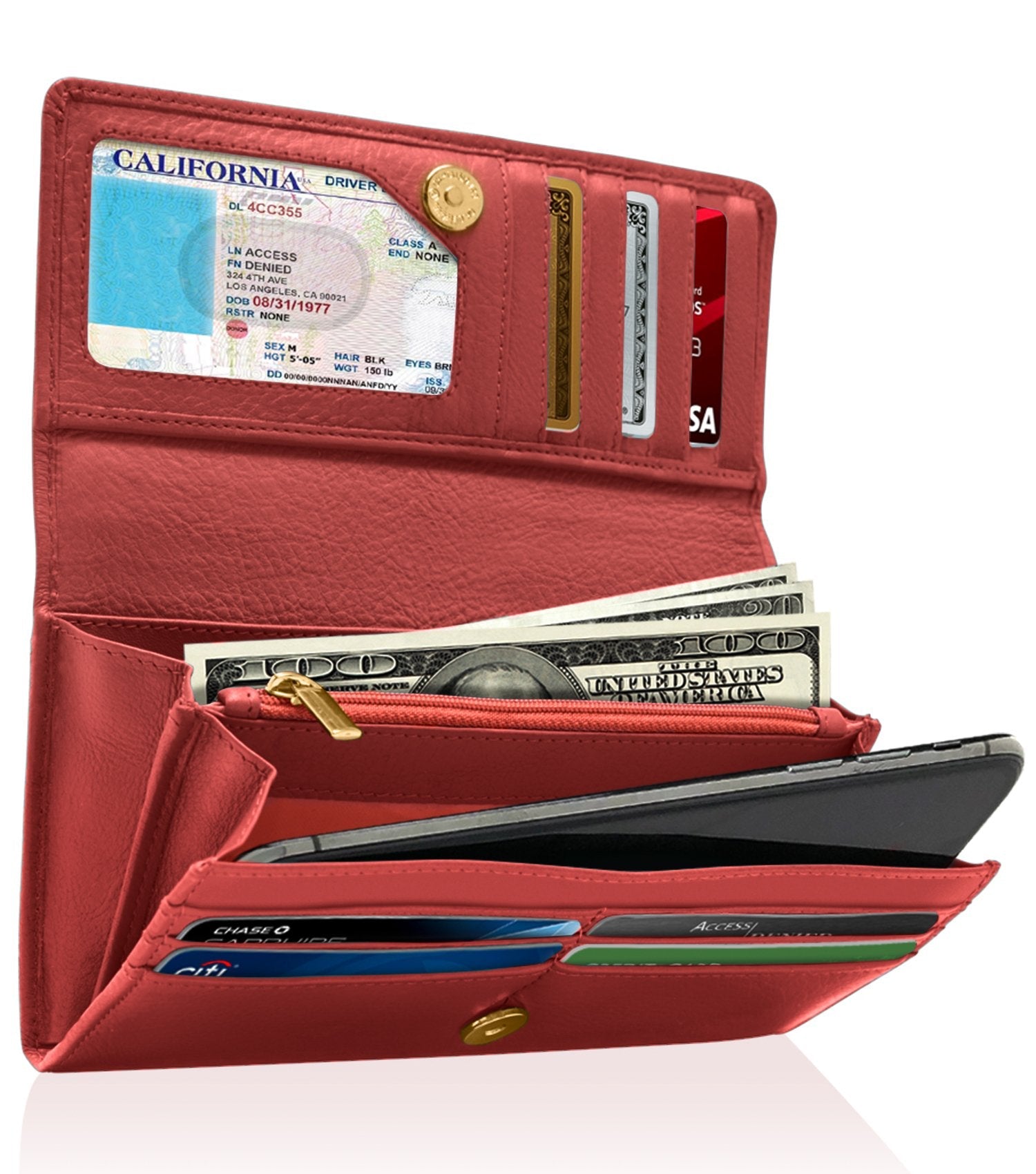 RFID Protected Accordion Clutch Wallet