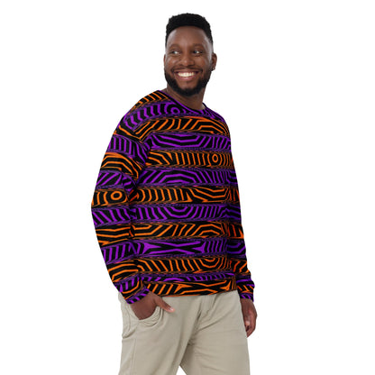 Orange and Purple Spooky Stripes All Over Print Sweatshirt