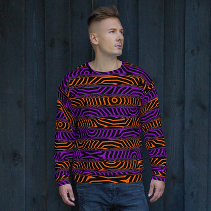 Orange and Purple Spooky Stripes All Over Print Sweatshirt