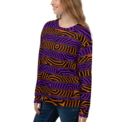 Orange and Purple Spooky Stripes All Over Print Sweatshirt
