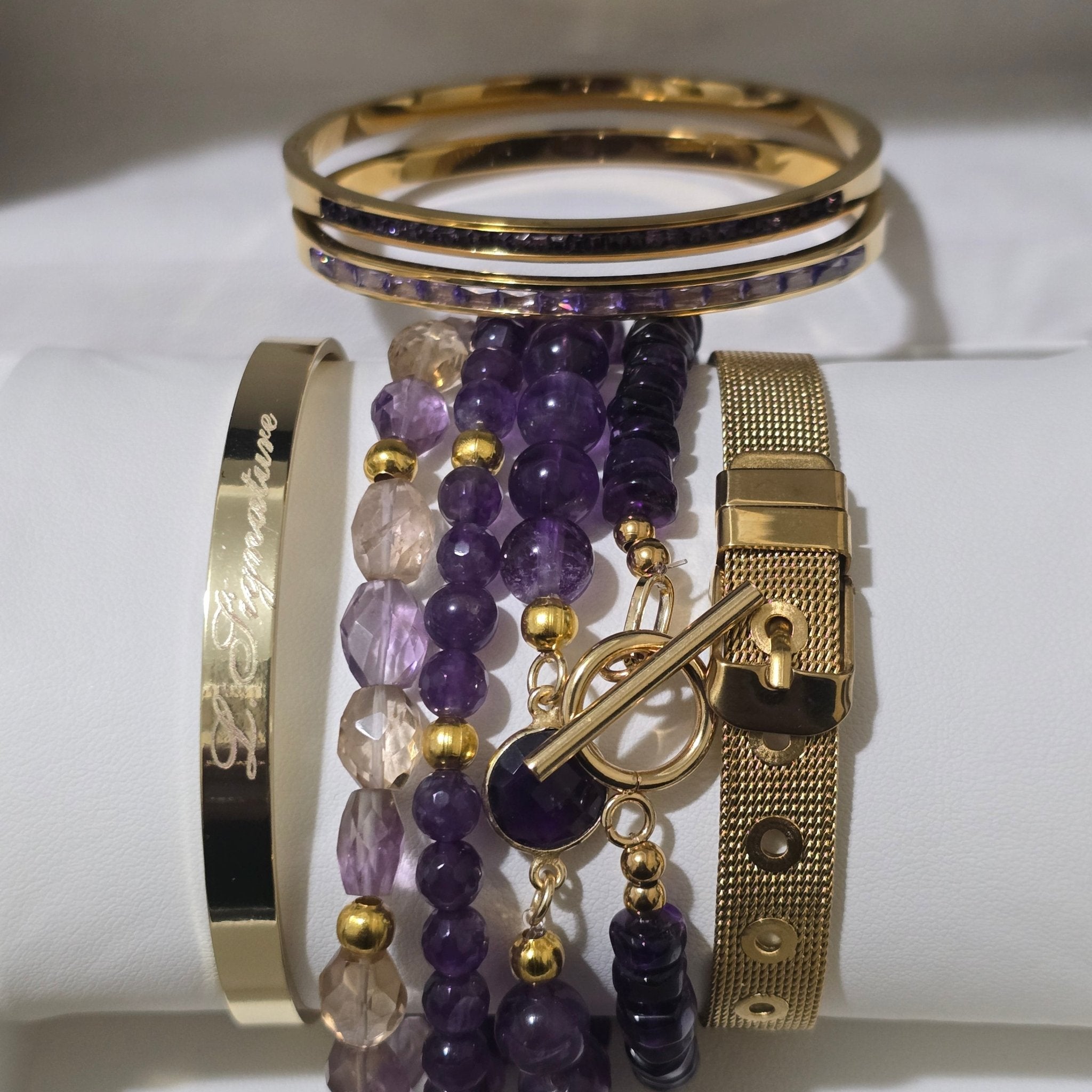 Amethyst and Ametrine Bracelet Set